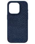 Калъф Njord - Salmon Leather MagSafe, iPhone 15 Pro, син - 4t