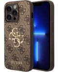 Калъф Guess - PU 4G Metal Logo, iPhone 15 Pro, кафяв - 2t