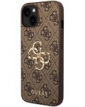 Калъф Guess - PU 4G Metal Logo, iPhone 15, кафяв - 3t