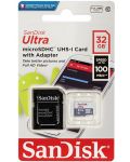 Карта памет SanDisk - Ultra, 32GB, microSD, Class10 + адаптер - 3t