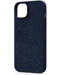 Калъф Njord - Salmon Leather MagSafe, iPhone 15 Plus, син - 1t