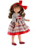 Кукла Asi - Силия, с карирана рокля и червена панделка - 1t