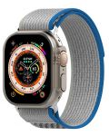 Каишка Techsuit - W039 Nylon, Apple Watch, 42/44/45/49 mm, синя/сива - 3t