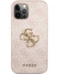 Калъф Guess - PU 4G Metal Logo, iPhone 12 Pro Max, розов - 1t