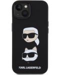 Калъф Karl Lagerfeld - Liquid Silicone Saffiano Choupette Head, iPhone 15, черен - 2t