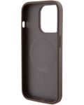 Калъф Guess - PU 4G Stripe, iPhone 15 Pro, MagSafe, кафяв - 5t
