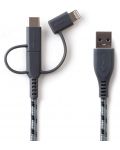 Кабел Boompods - Trio, USB-A/Micro USB/USB-C/Lightning, 1.5 m, Graphite - 1t