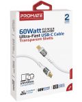 Кабел ProMate - TransLine-CC, USB-C/USB-C, 1.2 m, бял - 1t