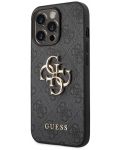 Калъф Guess - PU 4G Metal Logo, iPhone 14 Pro Max, сив - 2t