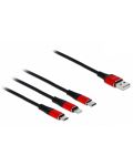 Кабел Delock - 3 в 1, USB-A/Micro USB/USB-C/Lightning, 1 m, черен/червен - 2t