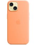 Калъф Apple - Silicone MagSafe, iPhone 15, Orange Sorbet - 5t