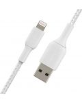 Кабел Belkin - Boost Charge, USB-A/Lightning, Braided, 1 m, бял - 2t