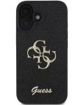 Калъф Guess - PU Fixed Glitter 4G Metal Logo, iPhone 16 Plus, черен - 1t