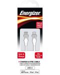 Кабел Energizer - C61CLNKWH4, Lightning/USB-C, 2 m, бял/сив - 3t