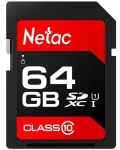 Карта памет Netac - 64GB, SDXC, Class10 - 1t