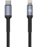 Кабел Tellur - TLL155384, USB-C/Lightning, 1 m, черен - 1t