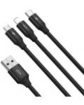 Кабел Baseus - 3 в 1, USB-A/USB-C/Lightning/Micro USB, 1.2 m, черен - 2t