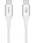Кабел Belkin - Boost Charge, USB-C/USB-C, 240W, 2 m, бял - 2t
