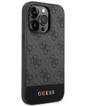 Калъф Guess - 4G Stripe, iPhone 14 Pro Max, сив - 5t