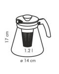 Кана за чай Tescoma - Teo, 1.25l, прозрачна/черна - 3t