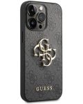 Калъф Guess - PU 4G Metal Logo, iPhone 14 Pro Max, сив - 3t