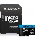 Карта памет Adata - Premier, 64GB, microSDXC, Class10 + адаптер - 1t