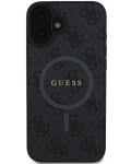 Калъф Guess - PU Leather 4G Colored Ring MagSafe, iPhone 16 Plus, черен - 1t