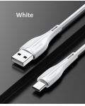 Кабел USAMS - U38, USB-A/USB-C, 1 m, бял - 2t