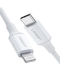 Кабел Ugreen - US171, USB-C/Lightning, 1 m, бял - 3t