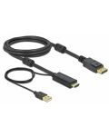 Кабел Delock - 3 в 1, HDMI+USB-A/DisplayPort, 2 m, черен - 1t