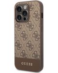 Калъф Guess - 4G Stripe, iPhone 14 Pro, кафяв - 4t