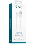 Кабел ttec - Charge/Data, USB-A/Lightning, 1 m, бял - 3t
