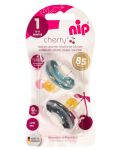 Каучукови залъгалки NIP - Cherry, сини, 0-6 м+ 2 броя - 5t