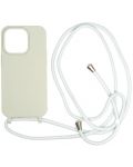 Калъф Mobile Origin - Lanyard, iPhone 14 Pro, Light Grey - 1t