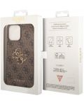 Калъф Guess - PU 4G Metal Logo, iPhone 15 Pro, кафяв - 6t