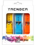 Каишки Trender - Trio Groove Silicone, 22 mm, 3 броя, жълта/синя/оранжеващ - 1t