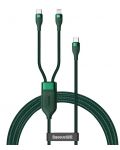 Кабел Baseus - Flash, USB-C/USB-C/Lightning, 1.5 m, зелен - 1t
