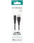 Кабел Vivanco - 61688,USB-A/Lightning, 1.5 m, черен - 2t