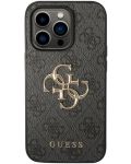 Калъф Guess - PU 4G Metal Logo, iPhone 15 Pro, сив - 1t