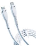 Кабел 3mk - Hyper Silicone, USB-C/Lightning, 1 m, бял - 4t