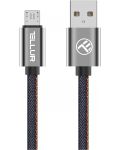 Кабел Tellur - Denim, USB-A/Micro USB, 1 m, син - 2t