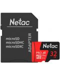 Карта памет Netac - 32GB PRO A1, microSDHC, Class10 + адаптер - 1t