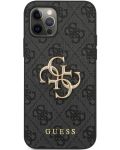Калъф Guess - PU 4G Metal Logo, iPhone 12/12 Pro, сив - 1t