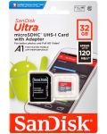 Карта памет SanDisk - Ultra, 32GB, microSDHC, Class10 + адаптер - 3t