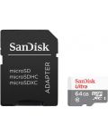 Карта памет SanDisk - Ultra, 64GB, microSDXC, Class10 + адаптер - 1t