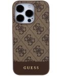 Калъф Guess - PU 4G Stripe, iPhone 15 Pro, MagSafe, кафяв - 2t