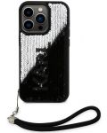 Калъф Karl Lagerfeld - Sequins Reversible, iPhone 13 Pro, черен/сребрист - 1t