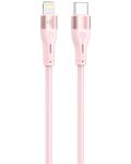 Кабел Tellur - Silicone, USB-C/Lightning, 1 m, розов - 1t