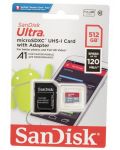 Карта памет SanDisk - Ultra, 512GB, microSDXC, Class10 + адаптер - 6t