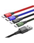 Кабел Baseus - 4 в 1, USB-A/Micro USB/2x Lightning/USB-C, 1.2 m, черен - 2t